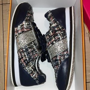 Kate Spade Navy/Silver Glitter Sneakers.